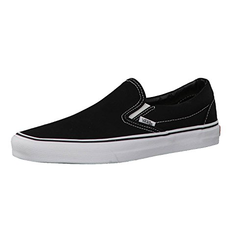 Vans Slip-on - Zapatillas bajas clásicas Canvas para adultos, suela blanca de zapato negro, 43 EU