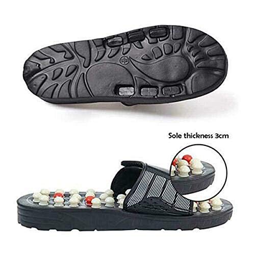 Vaugan Unisex Masaje Chanclas, Reflexología del Pie Masajeador Sandalias Mocasín, ACU-Point Zapatillas Acupresión Masaje Pie para Mujer Hombre - Blanco, 38