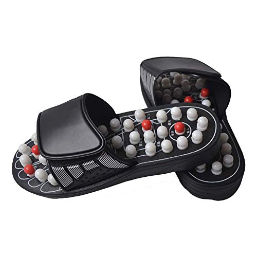 Vaugan Unisex Masaje Chanclas, Reflexología del Pie Masajeador Sandalias Mocasín, ACU-Point Zapatillas Acupresión Masaje Pie para Mujer Hombre - Blanco, 38