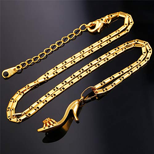 VAWAA Collar De Zapato De Tacón Alto Oro/Plata Color Encanto Joyería De Moda Partido Cristal Colgante Collar Colgante para Las Mujeres