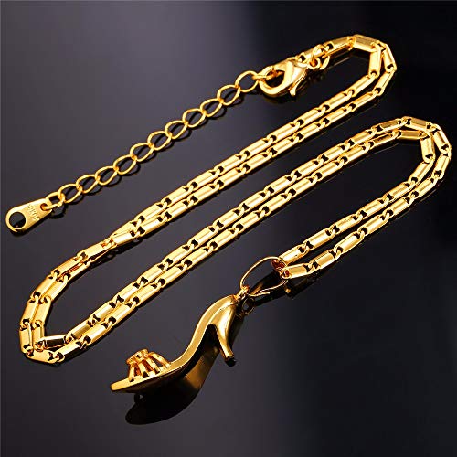 VAWAA Collar De Zapato De Tacón Alto Oro/Plata Color Encanto Joyería De Moda Partido Cristal Colgante Collar Colgante para Las Mujeres