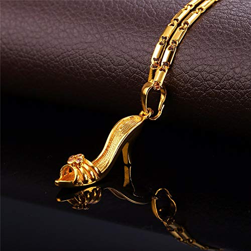 VAWAA Collar De Zapato De Tacón Alto Oro/Plata Color Encanto Joyería De Moda Partido Cristal Colgante Collar Colgante para Las Mujeres