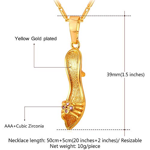 VAWAA Collar De Zapato De Tacón Alto Oro/Plata Color Encanto Joyería De Moda Partido Cristal Colgante Collar Colgante para Las Mujeres
