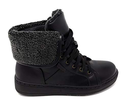 V&D 18-315, Bota Plana de Mujer Pelo. (36 EU, Negro)