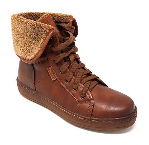 V&D 18-315, Bota Plana de Mujer Pelo Cuero. (39 EU, Cuero)