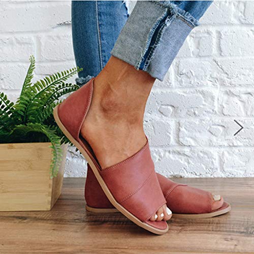 Vectry Zapatos Fluchos Mujer Sandalias Mujer Plataforma Verano Chanclas Mujer Zapatos Mujer Tacon Plataforma Zapato Plano Mujer Vestir Zapatos Mujer Primavera Verano Casual Zapatos Mujer Rojo