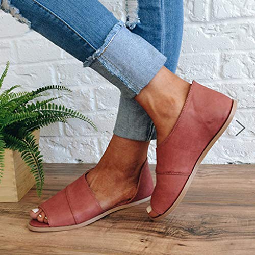 Vectry Zapatos Fluchos Mujer Sandalias Mujer Plataforma Verano Chanclas Mujer Zapatos Mujer Tacon Plataforma Zapato Plano Mujer Vestir Zapatos Mujer Primavera Verano Casual Zapatos Mujer Rojo