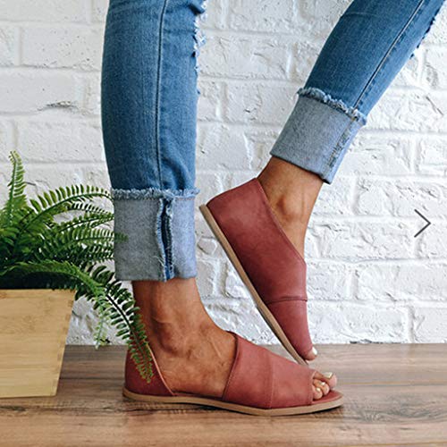 Vectry Zapatos Fluchos Mujer Sandalias Mujer Plataforma Verano Chanclas Mujer Zapatos Mujer Tacon Plataforma Zapato Plano Mujer Vestir Zapatos Mujer Primavera Verano Casual Zapatos Mujer Rojo