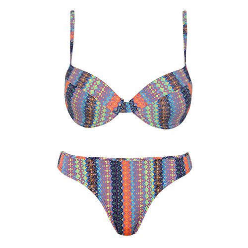 VENCA Bikini con Aros Estampado Sujetador de Copas con Aros y Relleno Mujer - 015047,Estampado Multicolor,110B