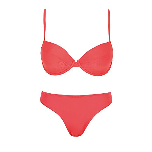 VENCA Bikini con Aros Liso Sujetador de Copas con Aros y Relleno Mujer by Ve - 015005,Rojo Coral,105C