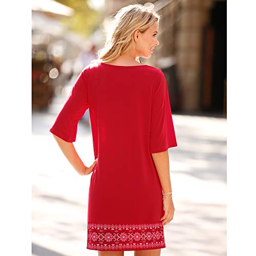 VENCA Vestido Estampado posicional en Escote y bajo Mujer by Vencastyle - 025215,Rojo,L