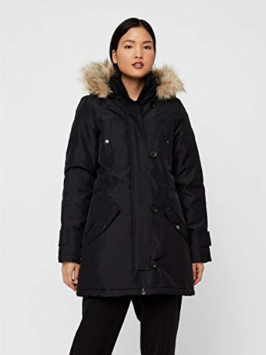 Vero Moda Vmexcursion Expedition Aw193/4parka Noos Abrigo, Negro (Black Black), 40 (Talla del fabricante: Medium) para Mujer