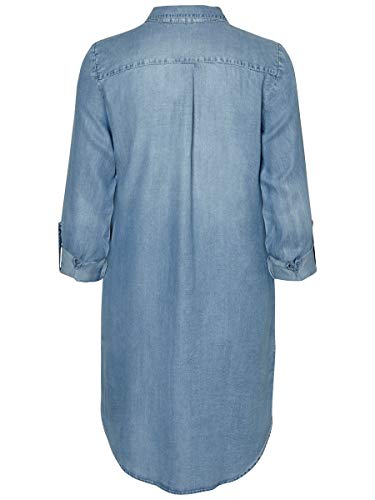 Vero Moda Vmsilla LS Short Dress Lt Bl Noos Ga Vestido, Azul (Light Blue Denim Light Blue Denim), 42 (Talla del Fabricante: Large) para Mujer