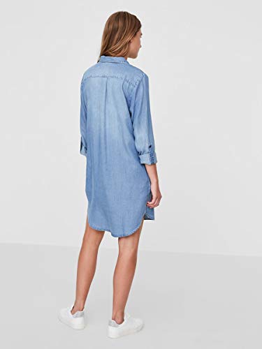 Vero Moda Vmsilla LS Short Dress Lt Bl Noos Ga Vestido, Azul (Light Blue Denim Light Blue Denim), 42 (Talla del Fabricante: Large) para Mujer