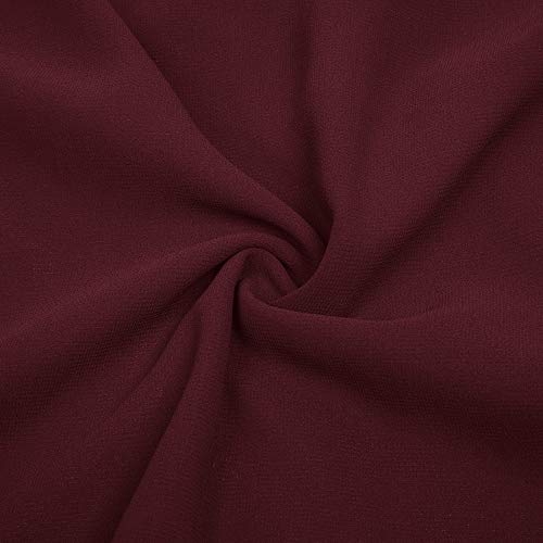 Vestido Ancho Gasa para Mujer Elegante Manga Corta Top Cuello Redondo Camiseta para Verano Primavera Vino Rojo XL Cl011125-1