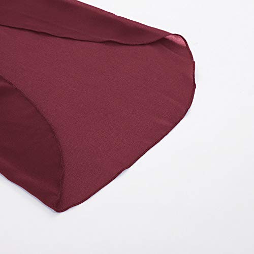 Vestido Ancho Gasa para Mujer Elegante Manga Corta Top Cuello Redondo Camiseta para Verano Primavera Vino Rojo XL Cl011125-1