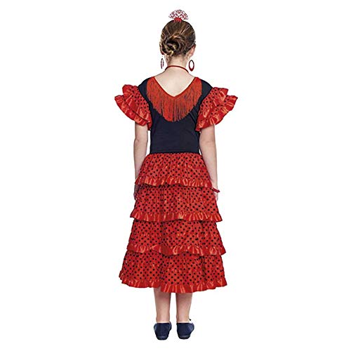 Vestido Sevillanas Niña Accesorios Flamenca Peineta Collar Pulsera Pendientes Rojo Negro【Tallas Infantiles de 1 a 15 años】[1-2 años] Disfraz Sevillana Traje Flamenca Volantes Feria Abril Sevilla Baile