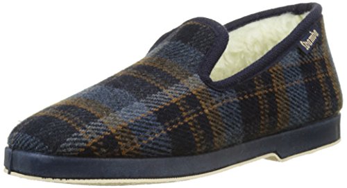 Victoria Confortable Cuadros H/Recta, Zapatillas de Estar por casa Unisex Adulto, Azul Marino, 43 EU