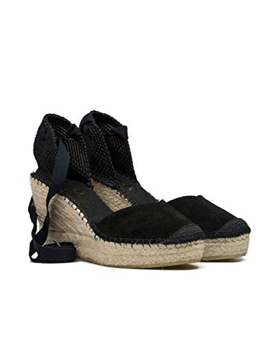 Vidorreta - Alpargata Cuña Esparto Escote Pico Piel Serraje Negro para: Mujer Color: Negro Talla: 36