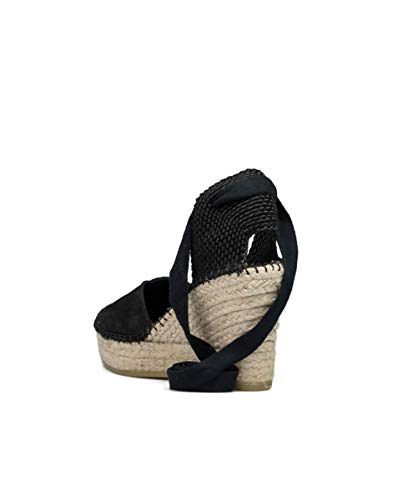 Vidorreta - Alpargata Cuña Esparto Escote Pico Piel Serraje Negro para: Mujer Color: Negro Talla: 36
