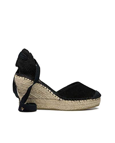 Vidorreta - Alpargata Cuña Esparto Escote Pico Piel Serraje Negro para: Mujer Color: Negro Talla: 36