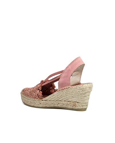 Vidorreta - Alpargata Cuña Media Esparto Rafia Rosa Elásticos para: Mujer Color: Maquillaje Talla: 38