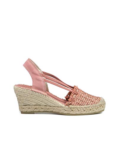 Vidorreta - Alpargata Cuña Media Esparto Rafia Rosa Elásticos para: Mujer Color: Maquillaje Talla: 38