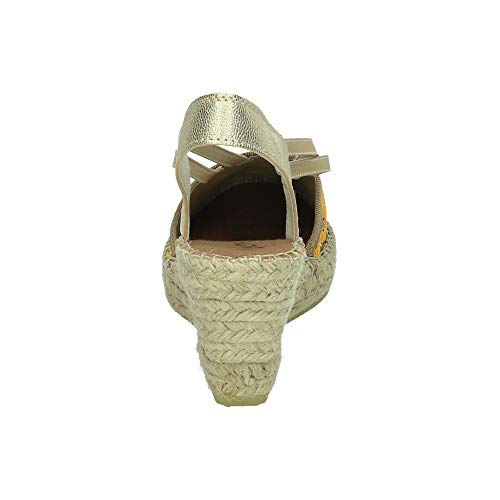 Vidorreta - Alpargata Cuña Media Esparto Tejido Geométrico Multicolor Elásticos para: Mujer Color: marrón Talla: 39