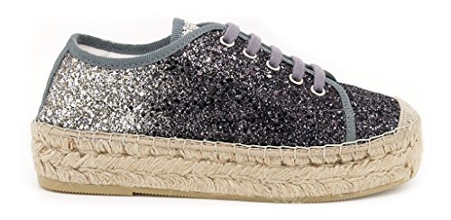 Vidorreta Espadrilles con cordones, plantilla textil/piel, cuña de cuerda alta 4 cm Platform 3,5 cm Ballta 0,5 cm y suela de goma. Negro Size: 37 EU