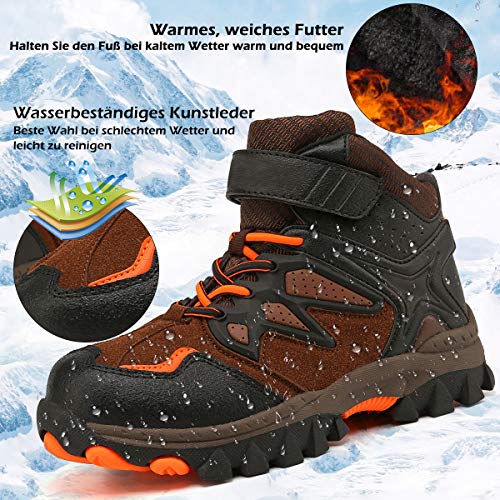 VITUOFLY Zapatillas de senderismo unisex para niños., color Naranja, talla 35 EU
