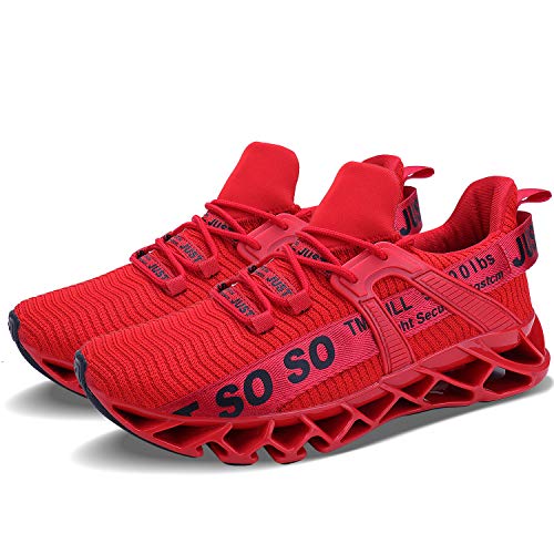 Vivay Zapatillas de correr para mujer, estilo informal, monocromático, para correr, deportes, amortiguación, para correr o hacer senderismo, color Rojo, talla 36 EU
