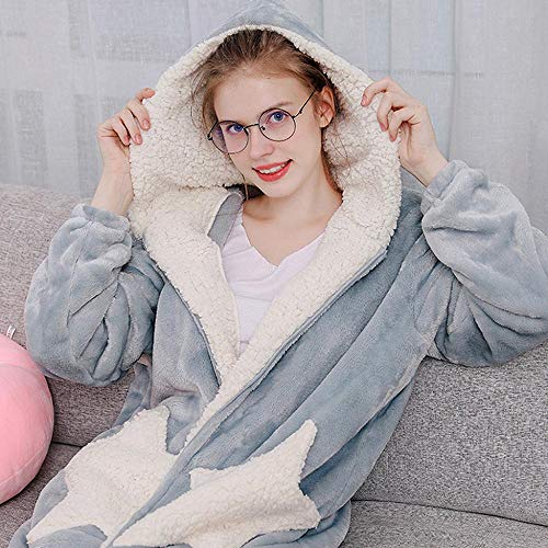 VJGOAL Albornoz con Capucha para Mujer Invierno Casual Moda Espesar cálido Coral Polar Bata Suelta Manga Larga Cremallera Ropa de Dormir Pijamas