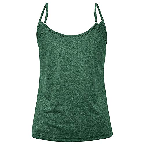 VJGOAL Camiseta sin Mangas para Mujer Verano Casual Moda Color sólido Botón Camisetas de Tirantes Sexy Cuello en v Giro Torcido Tank Top Camisola Blusas