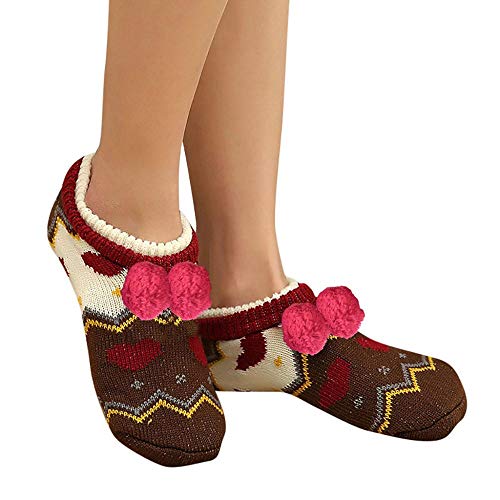 VJGOAL Moda casual para mujer Suave botines del piso Calcetines Calcetines de piso para dormir Engrosamiento antideslizante más terciopelo Mantener cálidos calcetines(Un tamaño,Multicolor1)