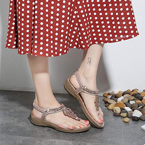 VJGOAL Sandalias Chanclas de Cristal de Moda de Verano para Mujer Sandalias Romanas Casuales Zapatos Bohemios de Punta Abierta en la Playa(40 EU,Rosado)