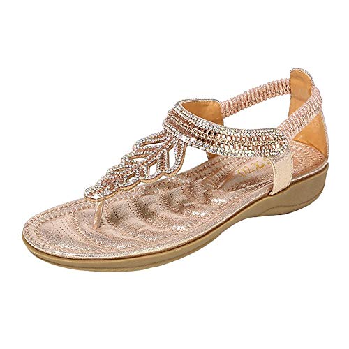 VJGOAL Sandalias Chanclas de Cristal de Moda de Verano para Mujer Sandalias Romanas Casuales Zapatos Bohemios de Punta Abierta en la Playa(40 EU,Rosado)