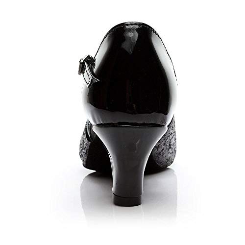 VJGOAL Sandalias para Mujer Rumba Brillante vals Baile en el salón de Baile Salsa Latina Zapatos de Baile Tobillo Hebilla Correa pez Boca Pico Sandalias de tacón Medio