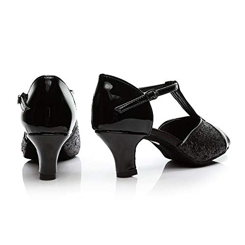 VJGOAL Sandalias para Mujer Rumba Brillante vals Baile en el salón de Baile Salsa Latina Zapatos de Baile Tobillo Hebilla Correa pez Boca Pico Sandalias de tacón Medio