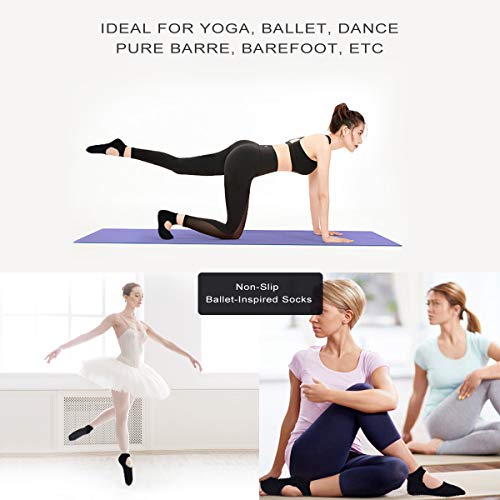 Vockvic 2 Pares de Calcetines de Yoga para Mujeres, Calcetines Antideslizantes, Yoga, Pilates, Bikram, Ballet, Ejercicio, Actividades de Estudio