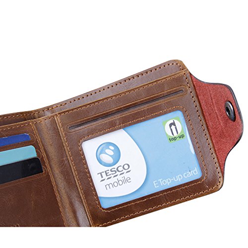 Vococal Carteras de Hombre, Billeteras para Hombre Piel Vintage Estilo Corto PU Cuero Bolsillos Monedero Regalo Billetero Hombre Regalo Día San Navidad