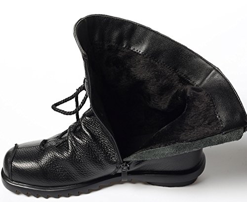 Vogstyle Mujeres Hecho A Mano Cuero Adentro De Aumentar Ate para Arriba Ate para Arriba Negro with Fleece EU41-42//CH42