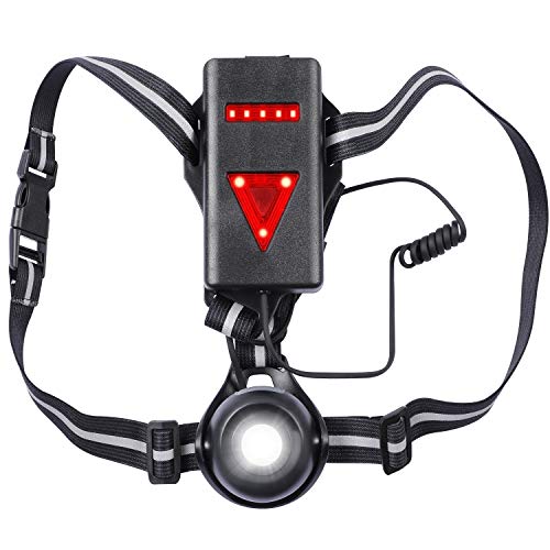 Volcano Eye Luz para Correr Running Lámpara de Pecho con Haz Ajustable de 500 Lúmenes Frontal LED de Seguridad Trasera Recargable USB Impermeable para Ciclismo Carrera Caza Acampada Montañismo