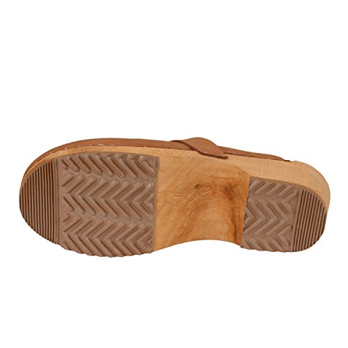 Vollsjo Zuecos De Cuero Genuino Madera Hechos En La UE, Marrón Claro,37