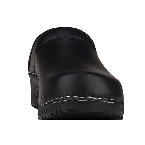 Vollsjo Zuecos De Cuero Genuino Madera Hechos En La UE, Negro,37