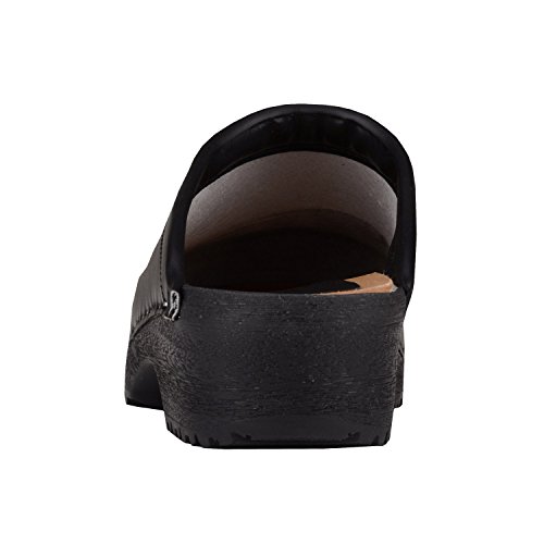 Vollsjo Zuecos De Cuero Genuino Madera Hechos En La UE, Negro,37