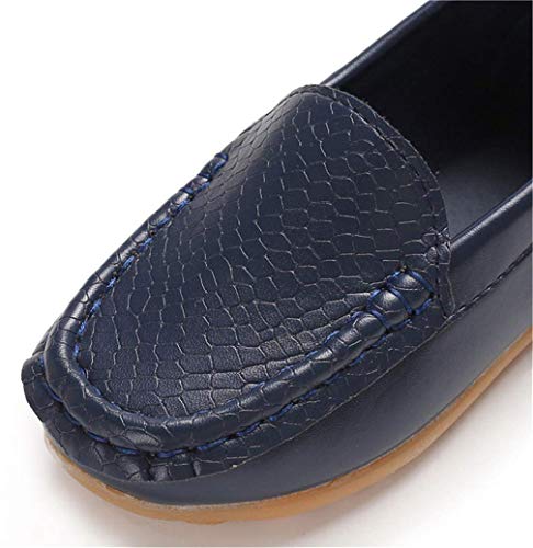 Vorgelen Mocasines de Cuero para Niños Moda Casual Zapatos del Barco Chicos Chicas Linda Comodidad Loafers Antideslizante Zapatos para Caminar/Azul Oscuro 24 EU=Etiqueta: 25