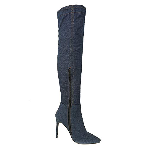 VulusValas Mujer Fahion Tacon Alto Sobre la Rodilla Botas Puntiagudo Shenlan Size 44 Asian