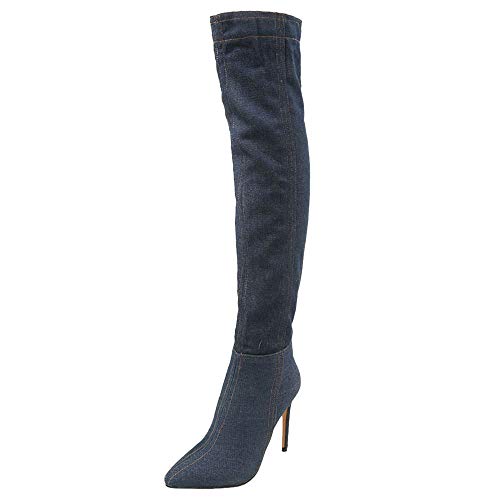 VulusValas Mujer Fahion Tacon Alto Sobre la Rodilla Botas Puntiagudo Shenlan Size 44 Asian
