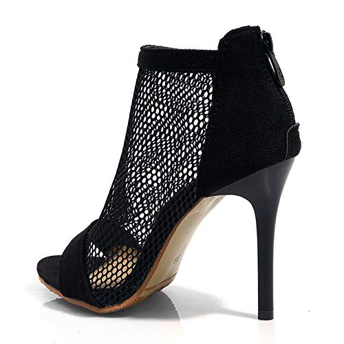 VulusValas Mujer Moda Tacón de Aguja Botines Sandalias Tacón Alto Verano Botines Black Size 47 Asiática