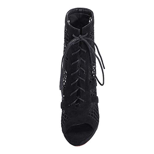 VulusValas Mujer Mode Cordones Botines Sandalias Peep Toe Verano Zapatos Black Size 40 Asiática